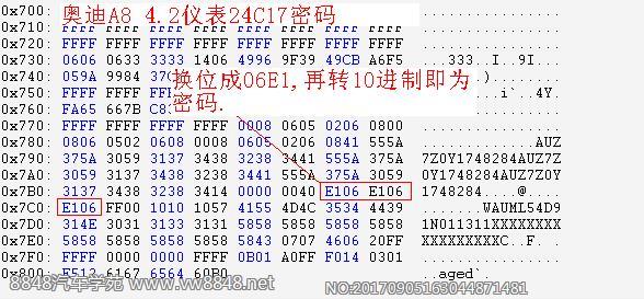 奥迪A8仪表4D0 919 035 24C17密码